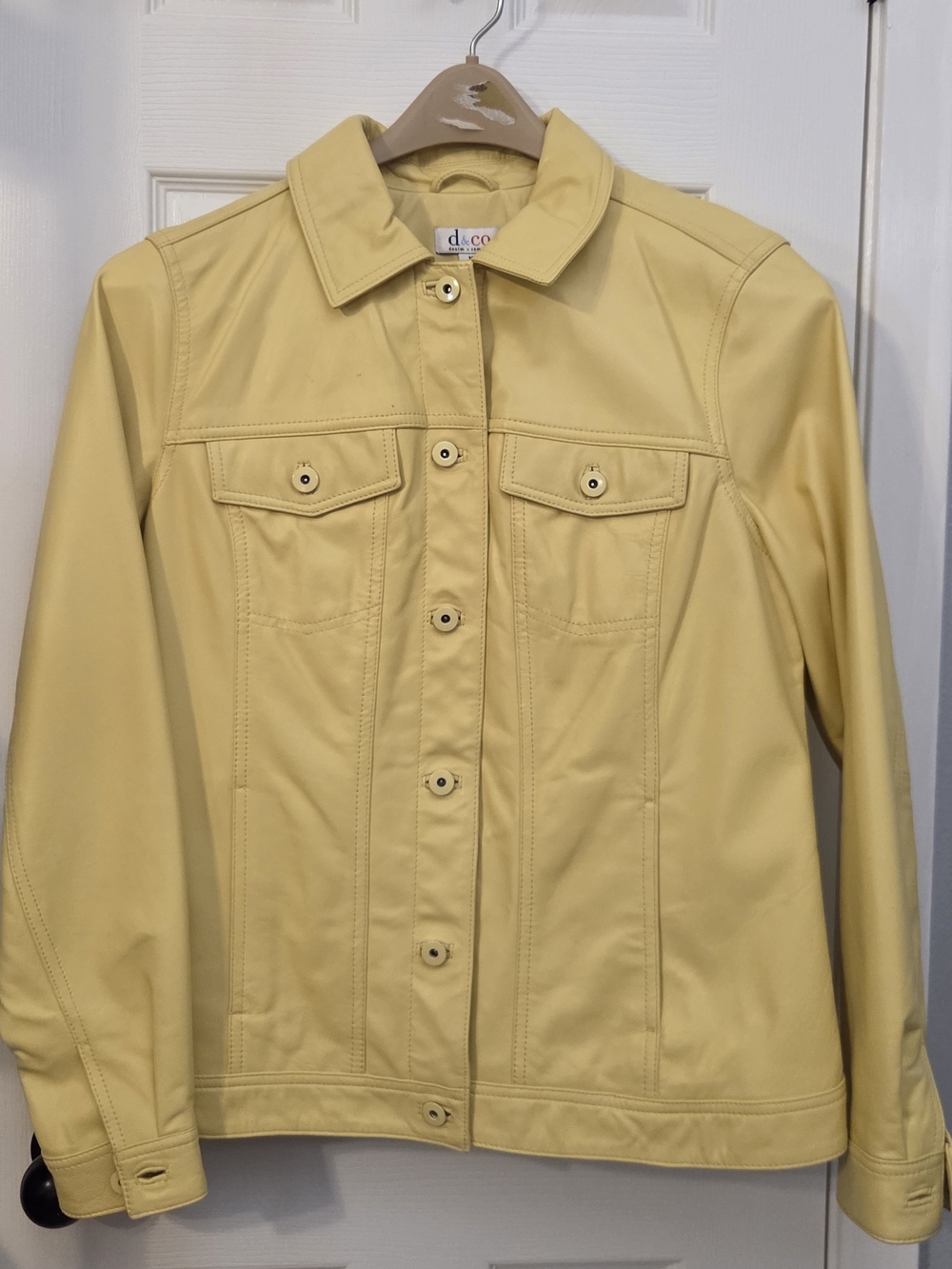 D&Co Denim + Company Women's M Yellow Genuine Yellow Leather Jacket